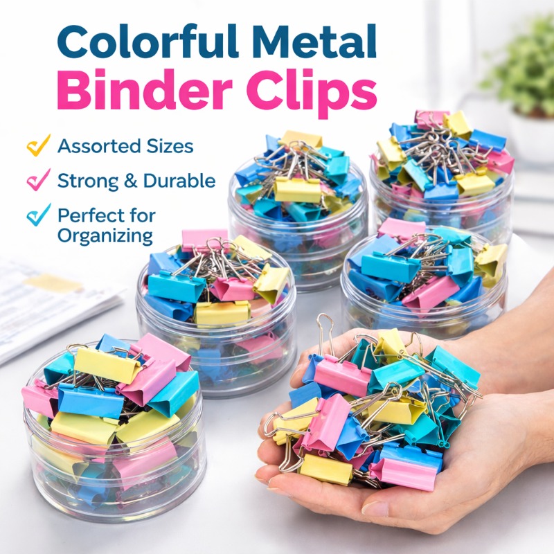 Binder Clip Assorted - Conjunto de 40 Clips de Metal