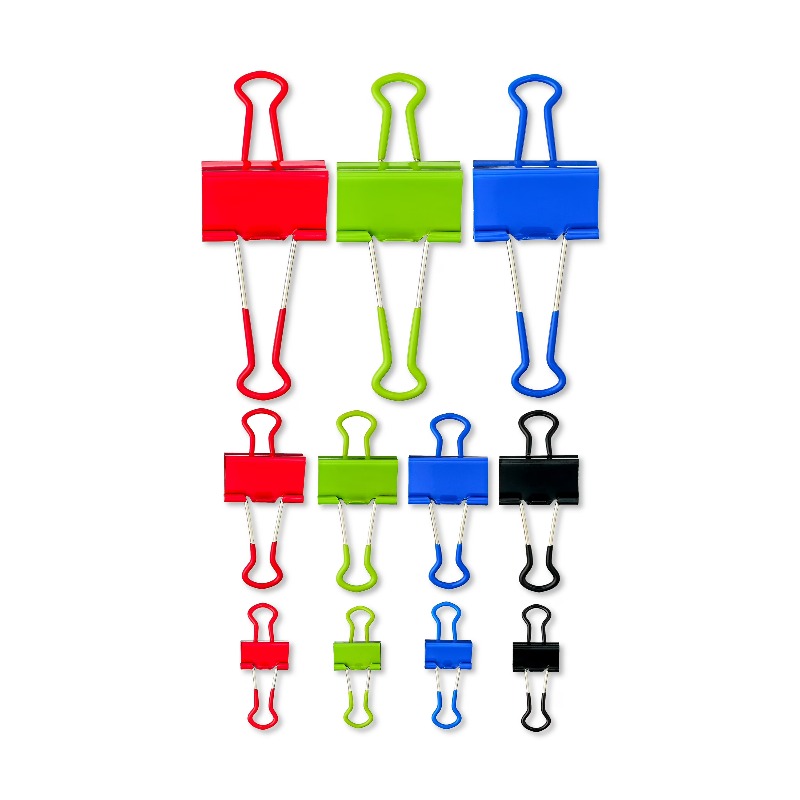 Binder Clip Assorted - Clipes de Fixação Grip, Cores e