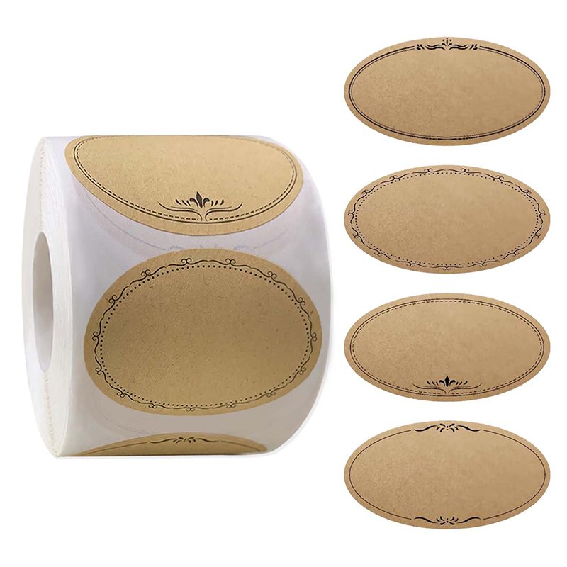 Sticker Label Roll - 250 adesivos/rolo 2.5*1.4in papel kraft casa