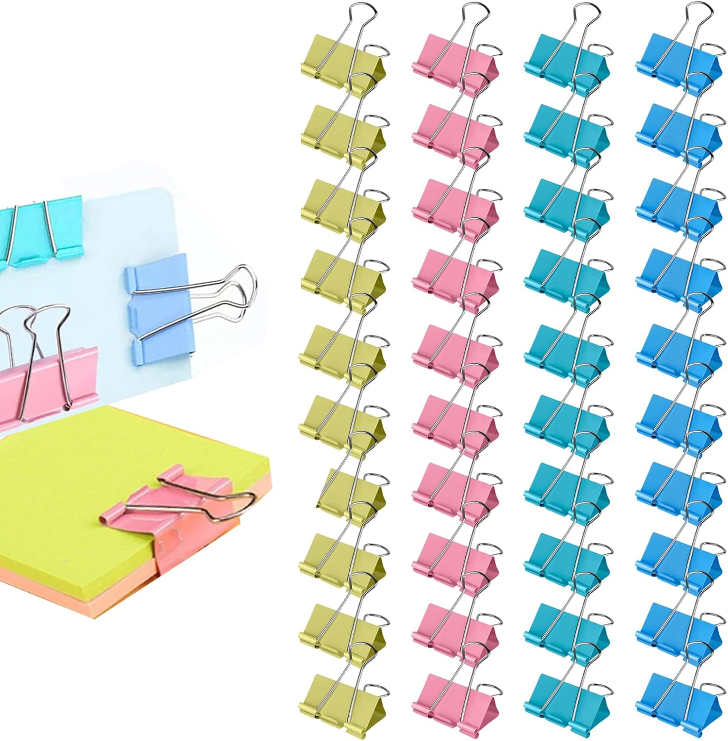 Binder Clip Assorted - Clipes Dobráveis, 40 Clipes de Papel,